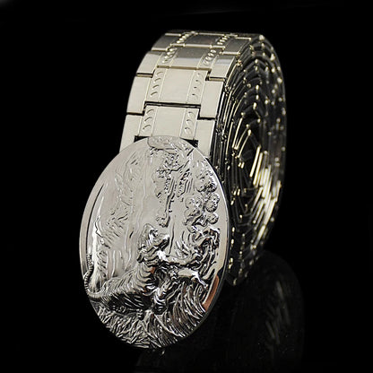 Men'S Belt Metal Stainless Steel Belt Silver Dragon Retro-Cologne Silver Belt High-End Designer Steel Belt Personality Belt