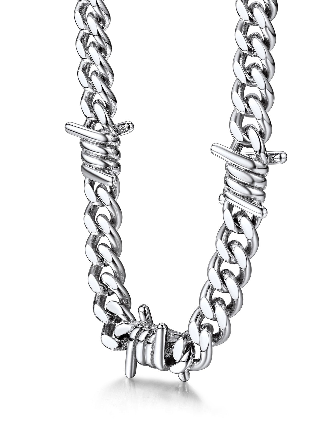 Thorns Cuban Chain for Men 9MM Thick Barbed Wire Choker Necklace Birthday Christmas Birthday Gifts for Dad Son Husband, 20 Inch