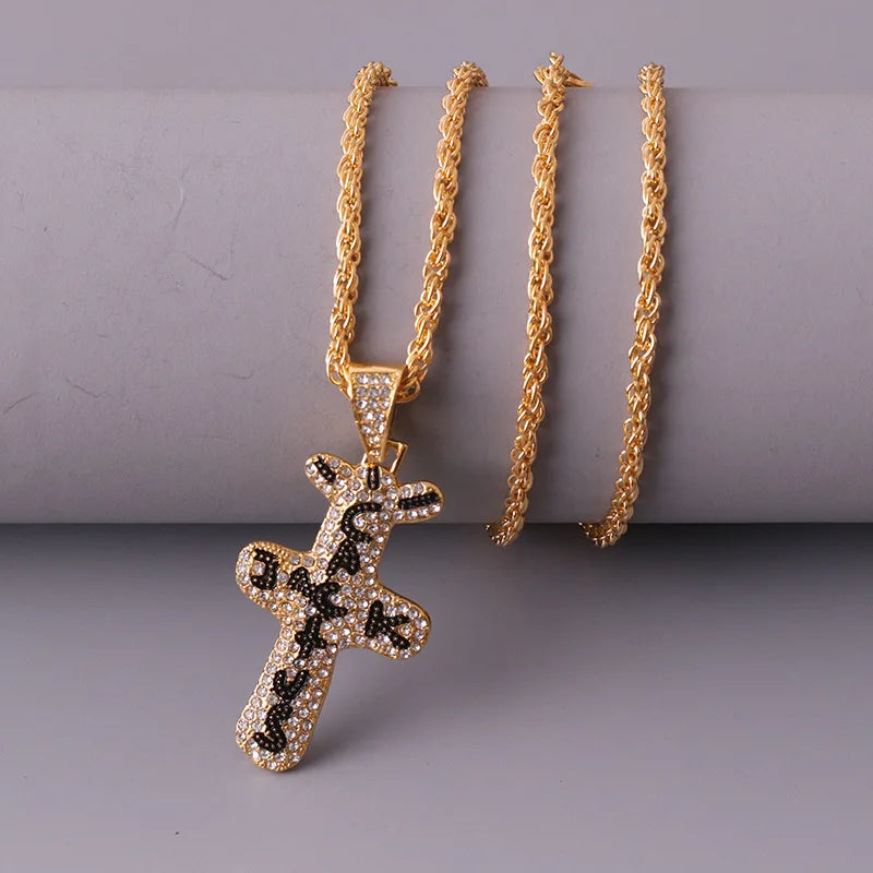 2022 Trend Hip Hop Travis Scott Cactus Cubic Zirconia Silver Color Golden Necklaces Pendants for Men Jewelry Fashion Accessories