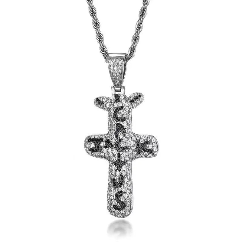 2022 Trend Hip Hop Travis Scott Cactus Cubic Zirconia Silver Color Golden Necklaces Pendants for Men Jewelry Fashion Accessories