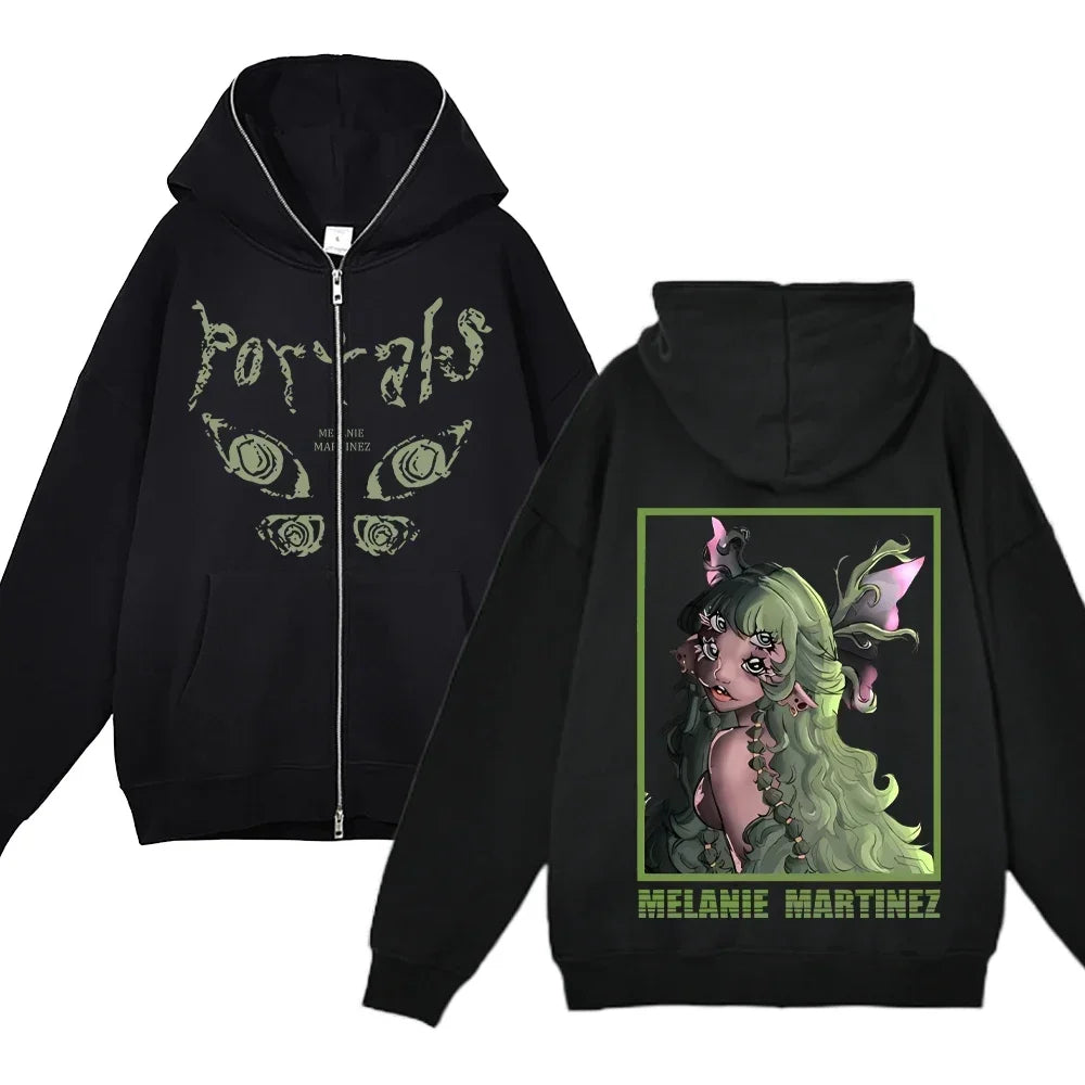 Melanie Martinez Zip-Up Jackets Rapper Female Singer Hoodie Streetwear Full Zipper Hoodies Female Hooded Sweatshirts Y2K Hoody