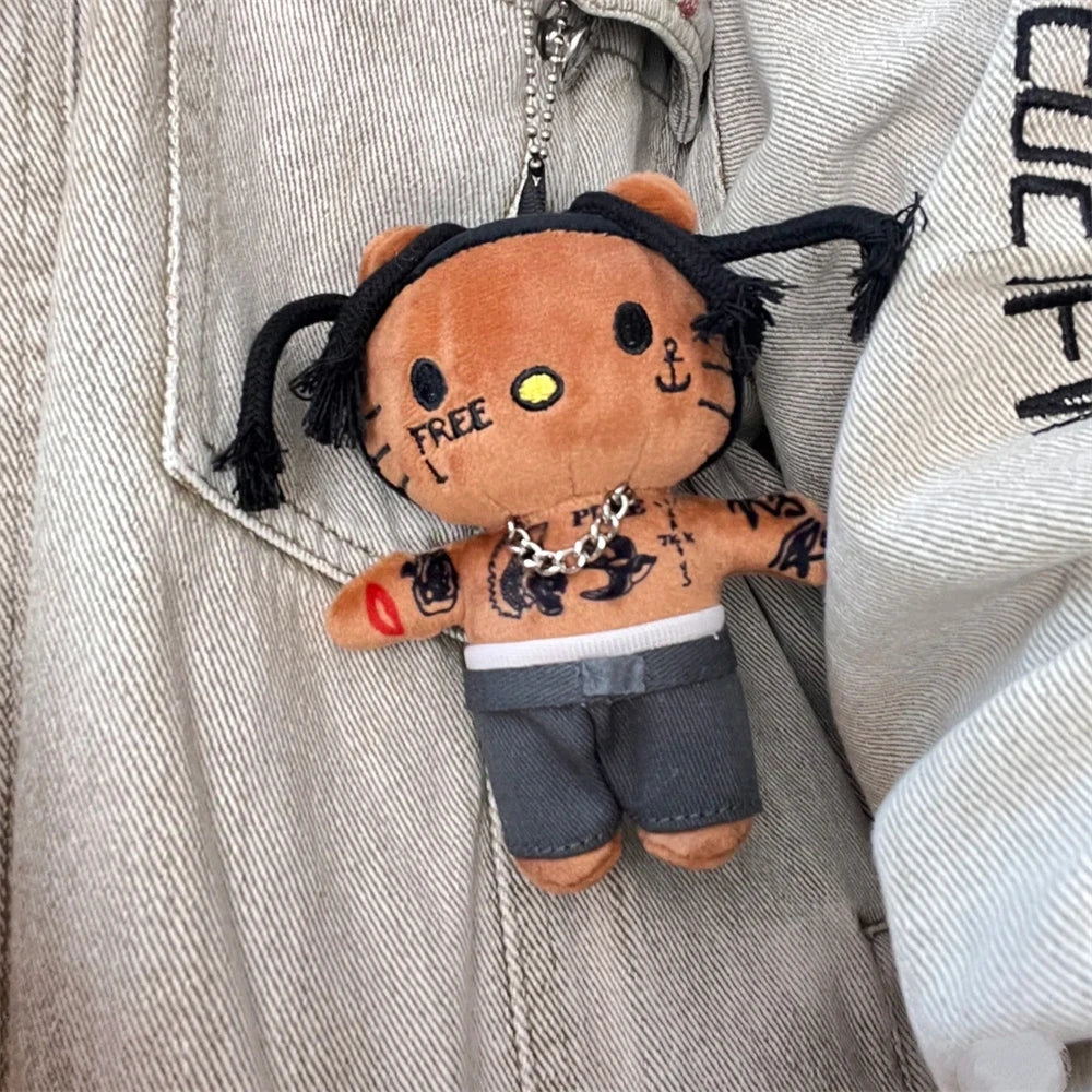 Hello Kitty as Travis Scott Plush Doll Pendant Plushies Keychain Stuffed Toys Cute Kids Boys Girls Birthday Gifts