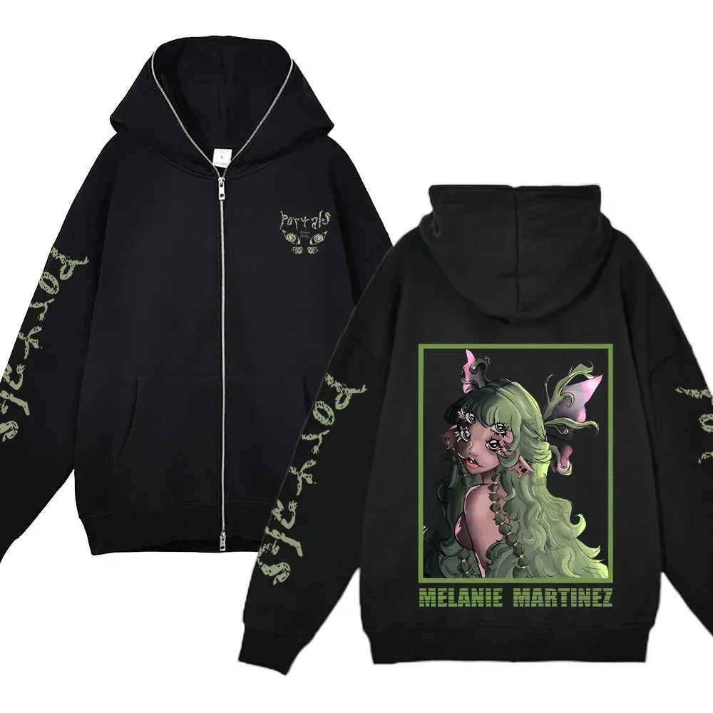 Melanie Martinez Zip-Up Jackets Rapper Female Singer Hoodie Streetwear Full Zipper Hoodies Female Hooded Sweatshirts Y2K Hoody