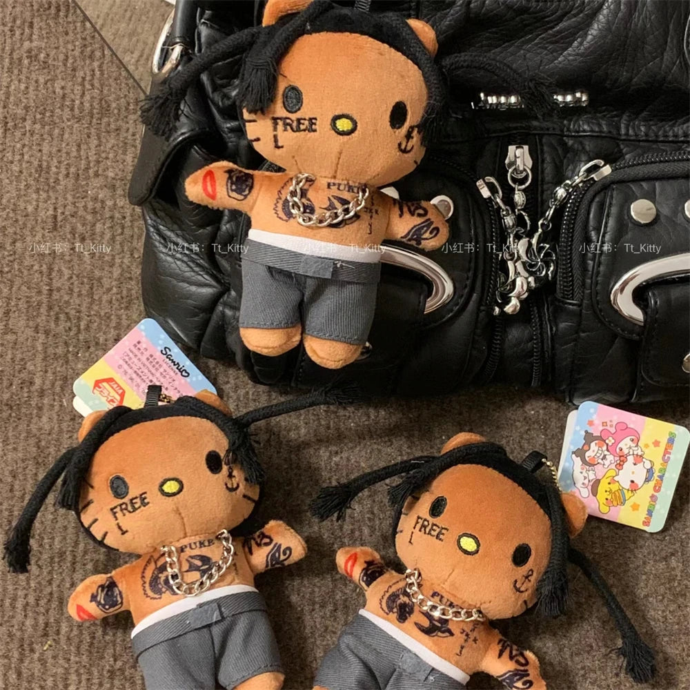 Hello Kitty as Travis Scott Plush Doll Pendant Plushies Keychain Stuffed Toys Cute Kids Boys Girls Birthday Gifts