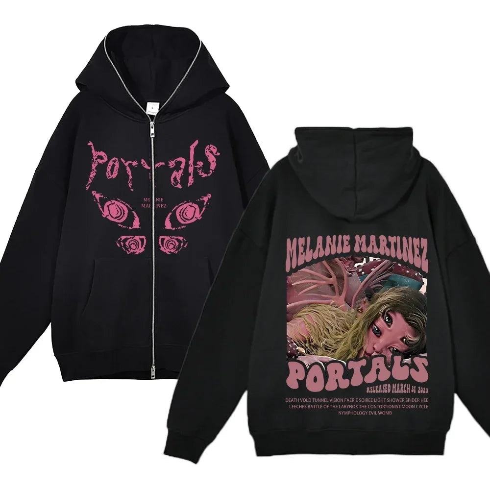 Melanie Martinez Zip-Up Jackets Rapper Female Singer Hoodie Streetwear Full Zipper Hoodies Female Hooded Sweatshirts Y2K Hoody