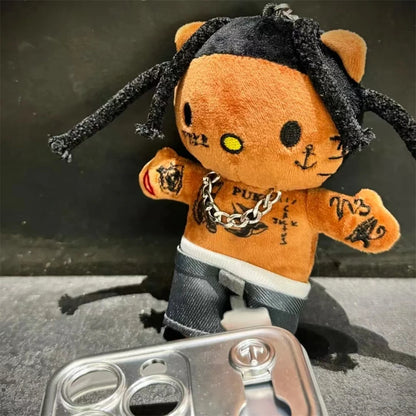 Hello Kitty as Travis Scott Plush Doll Pendant Plushies Keychain Stuffed Toys Cute Kids Boys Girls Birthday Gifts