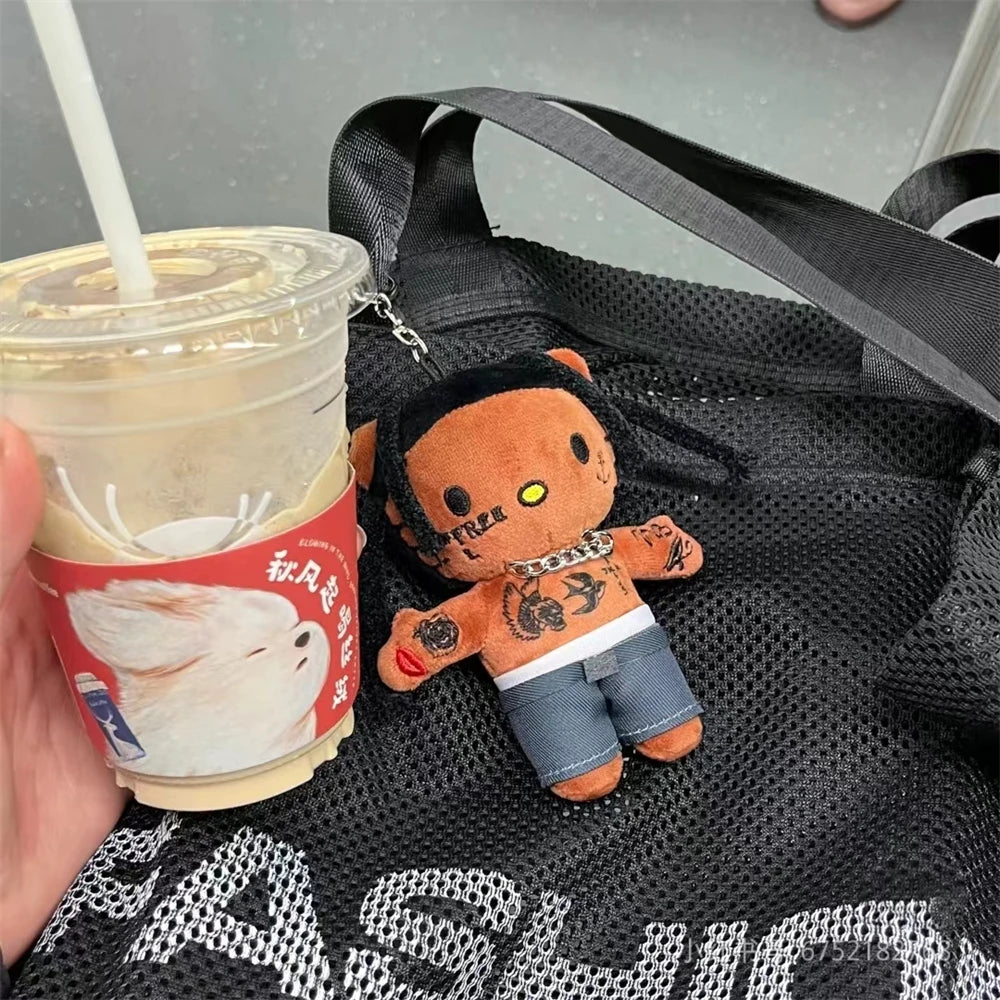 Hello Kitty as Travis Scott Plush Doll Pendant Plushies Keychain Stuffed Toys Cute Kids Boys Girls Birthday Gifts