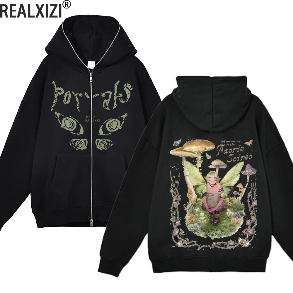 Melanie Martinez Zip-Up Jackets Rapper Female Singer Hoodie Streetwear Full Zipper Hoodies Female Hooded Sweatshirts Y2K Hoody