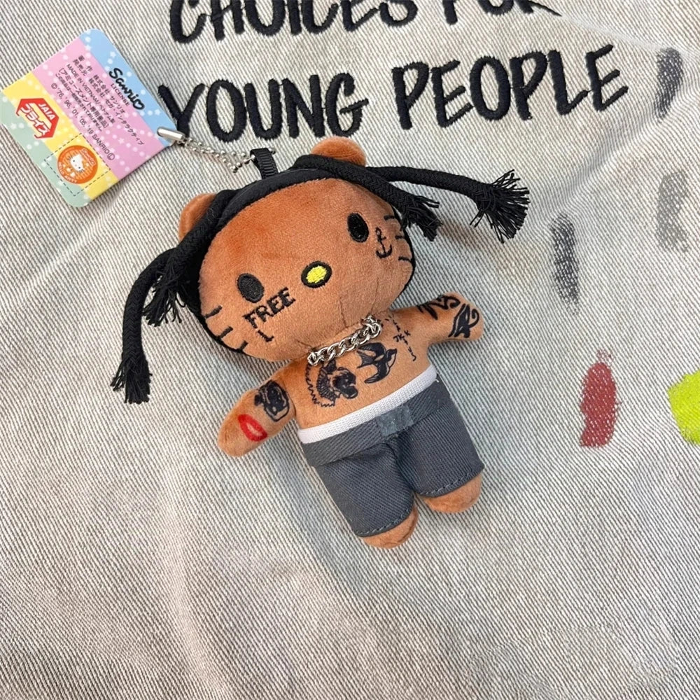Hello Kitty as Travis Scott Plush Doll Pendant Plushies Keychain Stuffed Toys Cute Kids Boys Girls Birthday Gifts