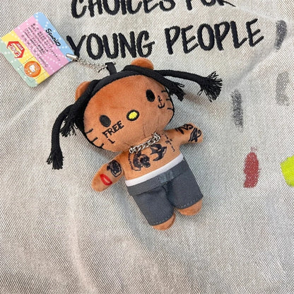 Hello Kitty as Travis Scott Plush Doll Pendant Plushies Keychain Stuffed Toys Cute Kids Boys Girls Birthday Gifts